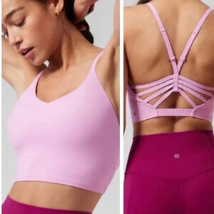 Athleta Elation Strappy Crop Quartz Pink Sports Bra Tank Top D-DD